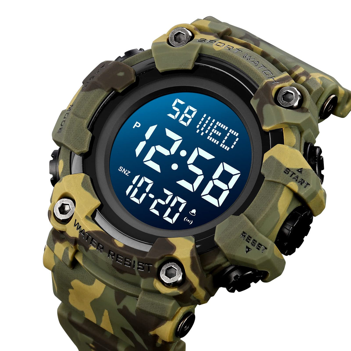 Men's Digital Military Sports Watch Large Face 50M Rubber LED U811