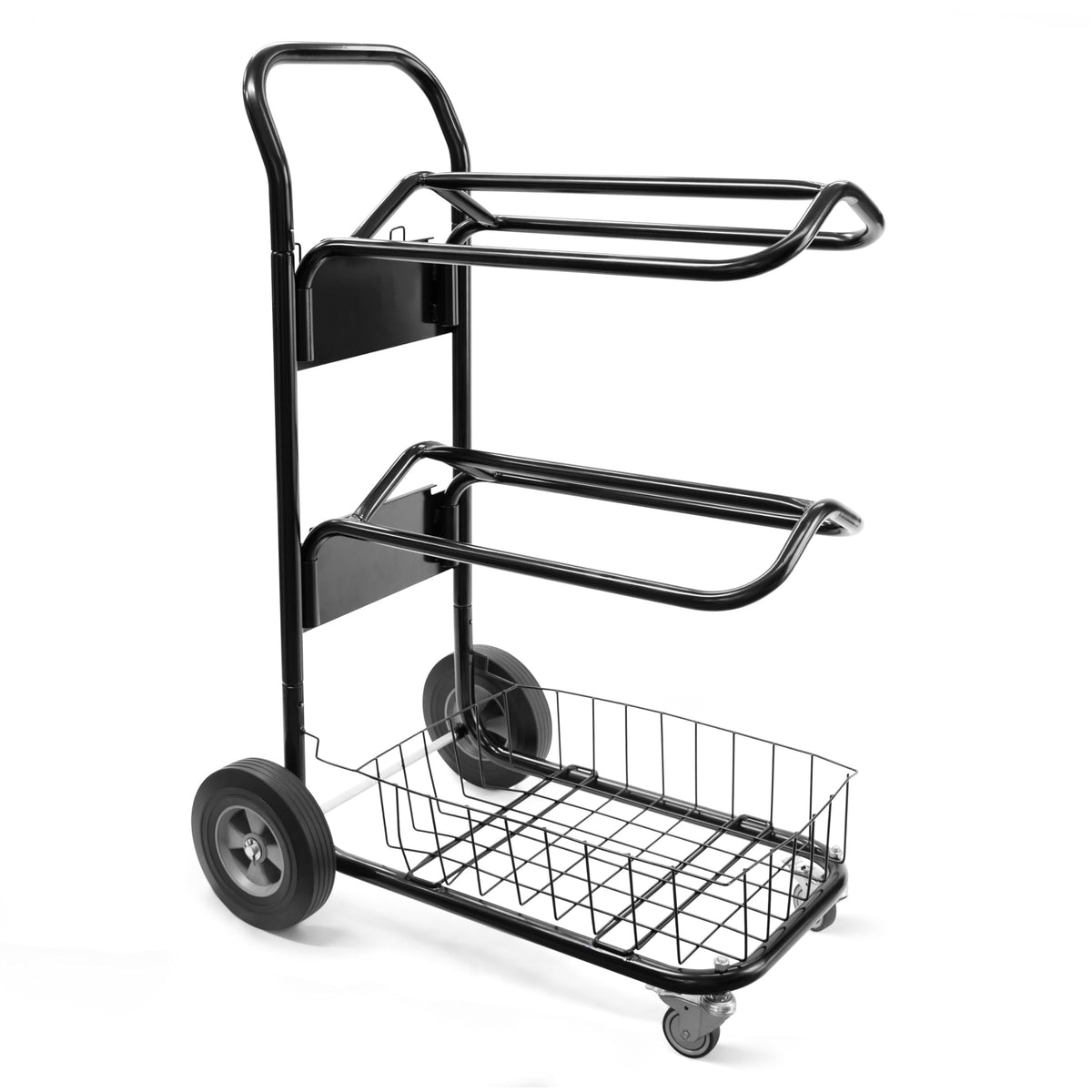 220 Lbs Rolling Saddle Rack Cart with Basket B64761