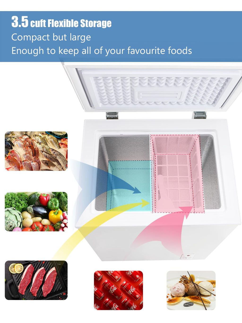 3.5 Cu.Ft Chest Freezer with Removable Basket, White V426373