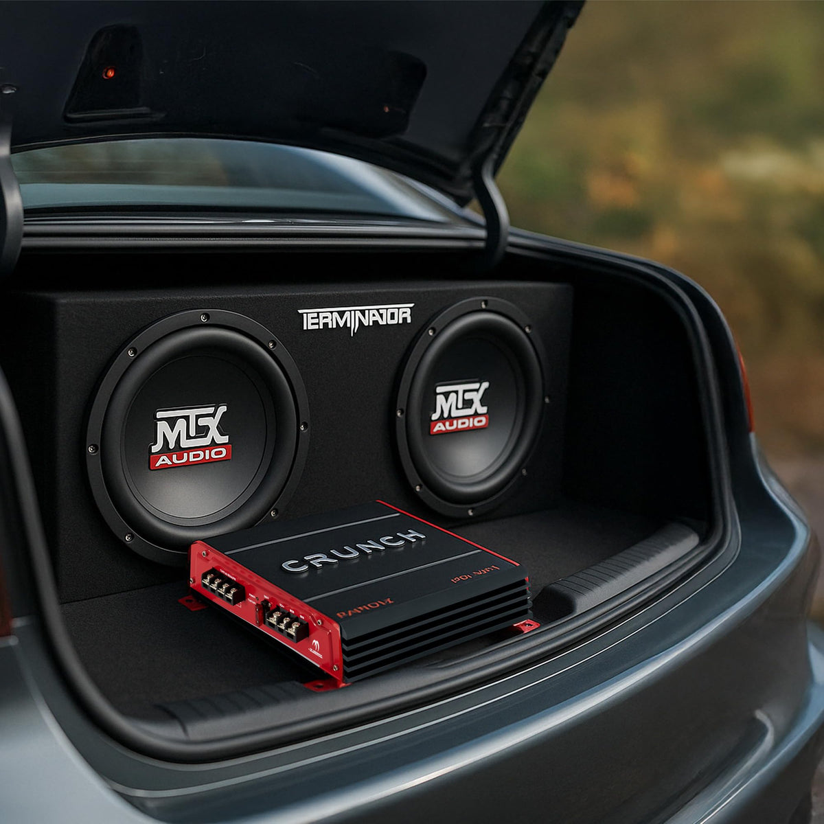 1000 Watt 2 Channel Amplifier with 12 Inch Subwoofer Enclosure R348434