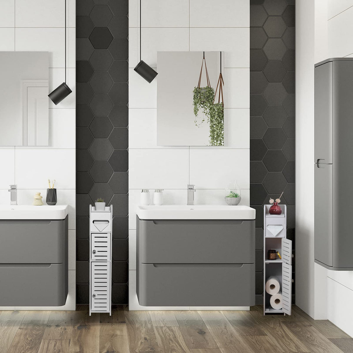 White Over The Toilet Storage Cabinet with 2 Doors & Shelves O924
