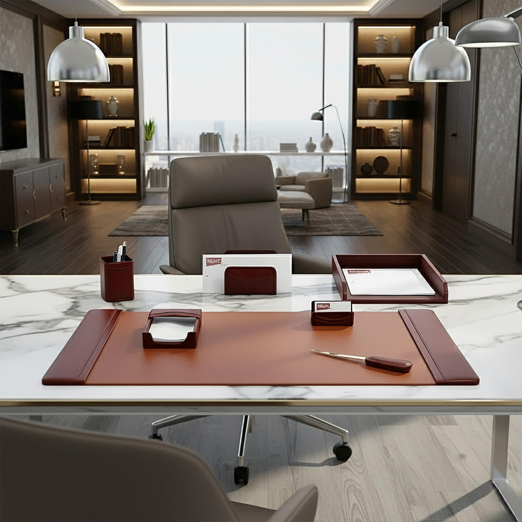 Leather 7-Piece Desk Set J827078