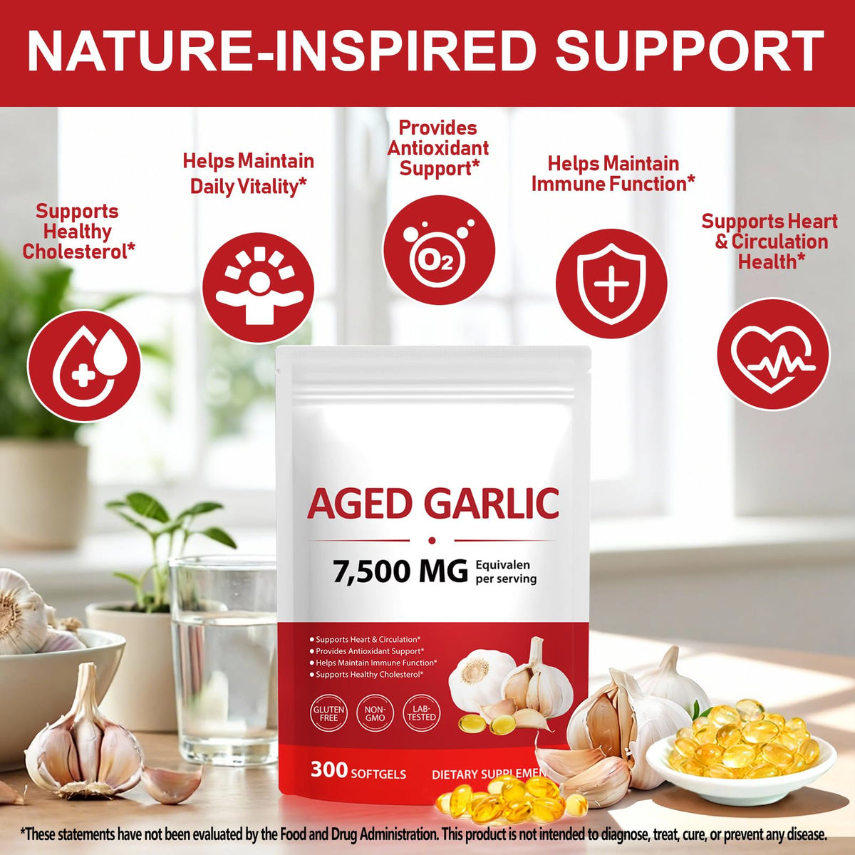 2 Years Aged Garlic Extract Capsules 300 Count Gluten-Free T727311
