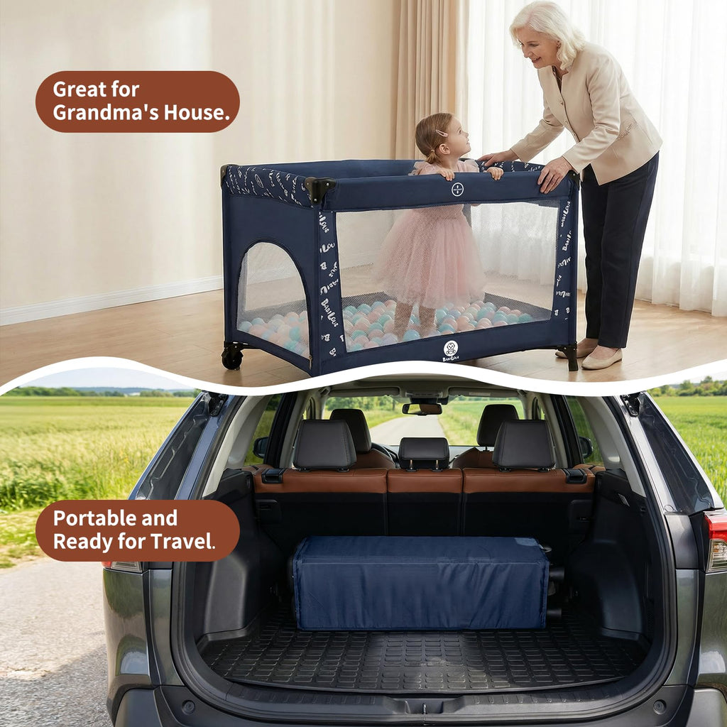 Portable Baby Bassinet with Wheels, Blue C222839