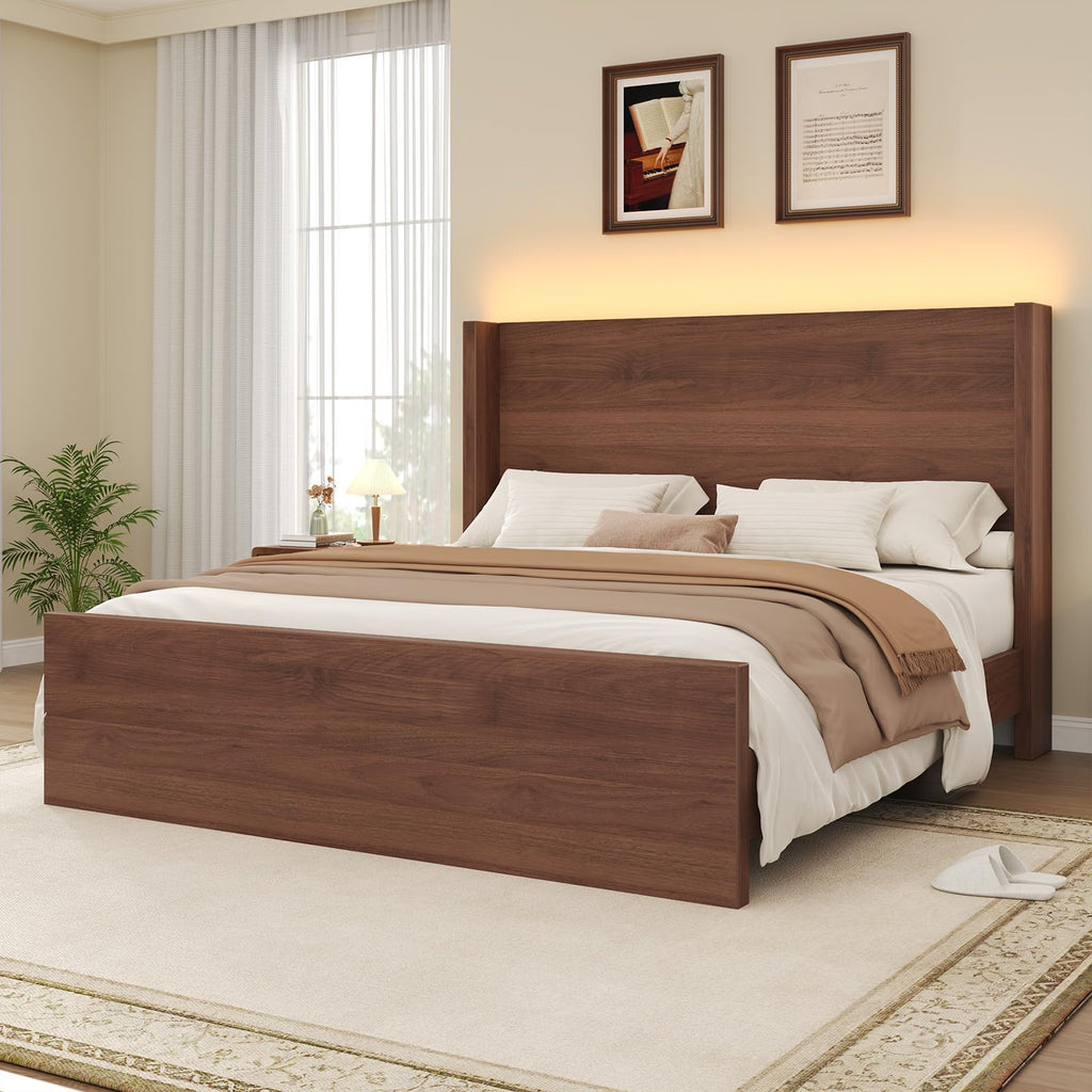 Full Size Wood Platform Bed with Headboard and Footboard M699917