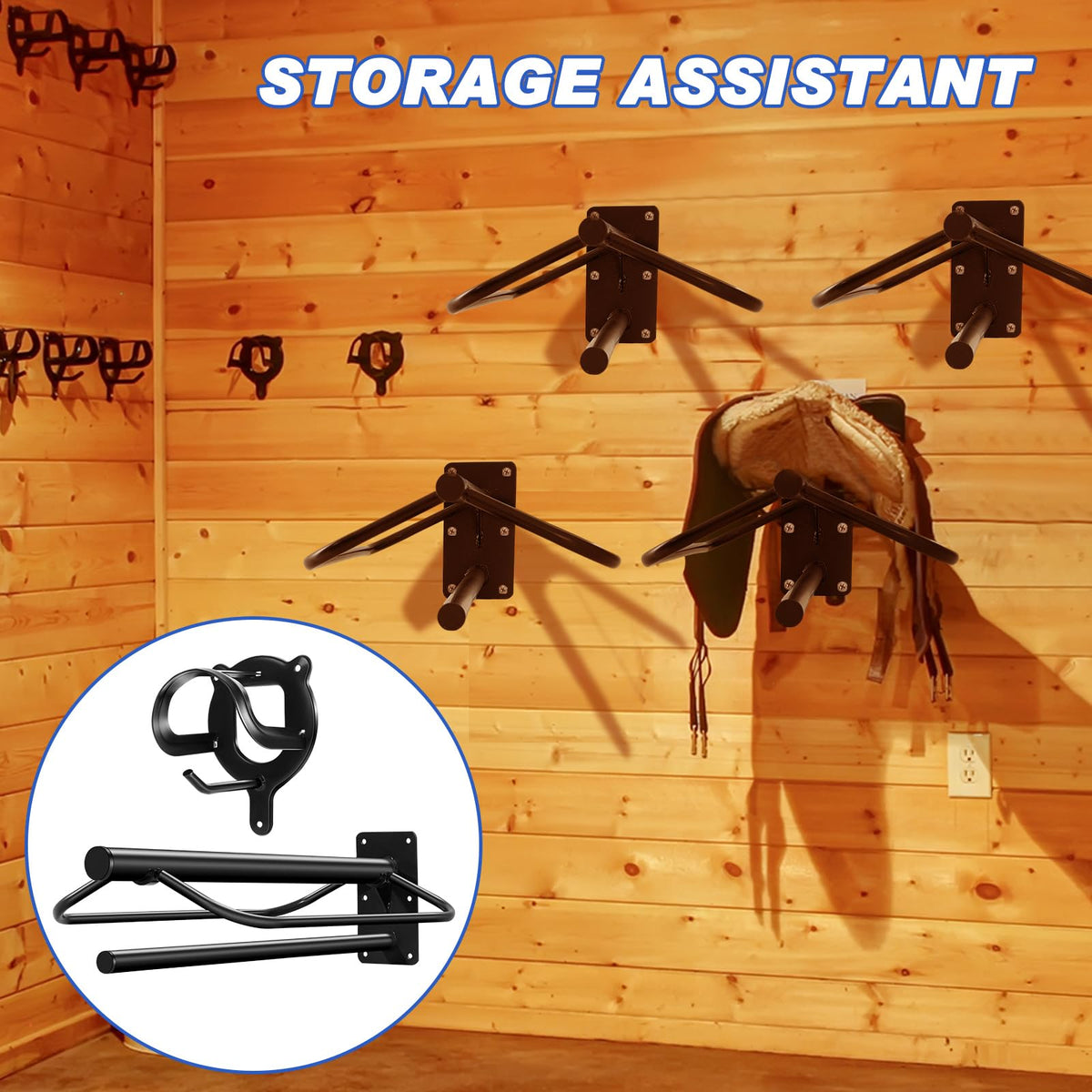 12 Pack Wall Mount Saddle Rack with Bridle Hooks Q466984