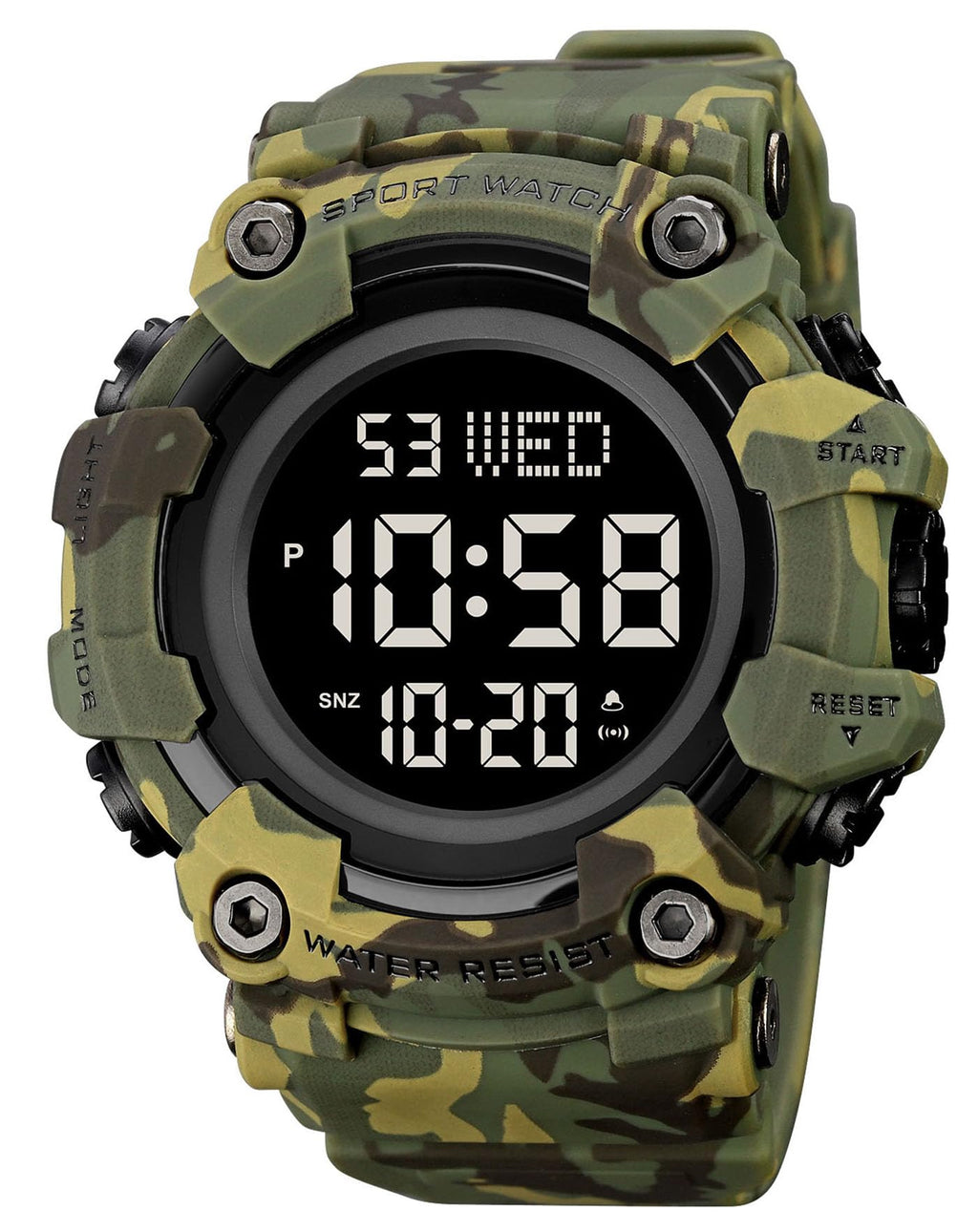 Men's Digital Military Sports Watch Large Face 50M Rubber LED U811
