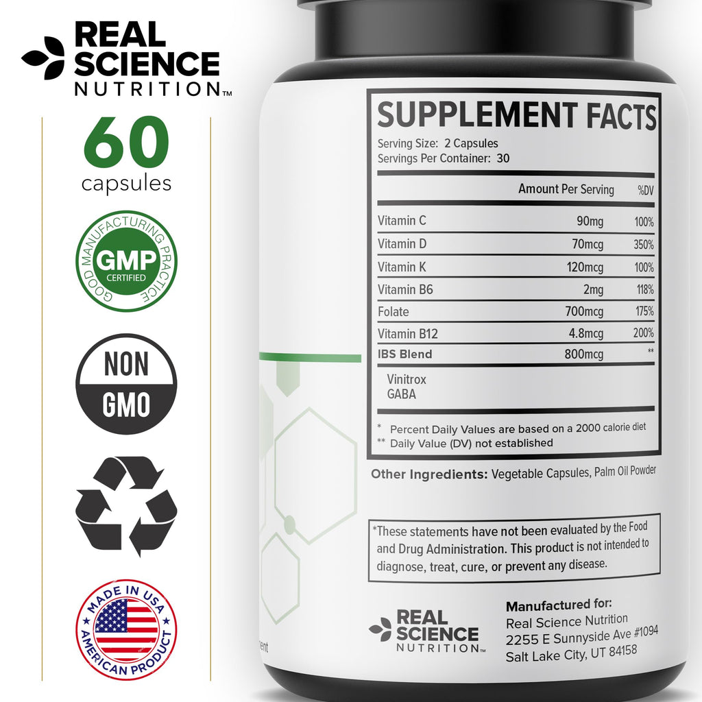 60 Caps Gut Support Supplement with Vinitrox GABA B60788