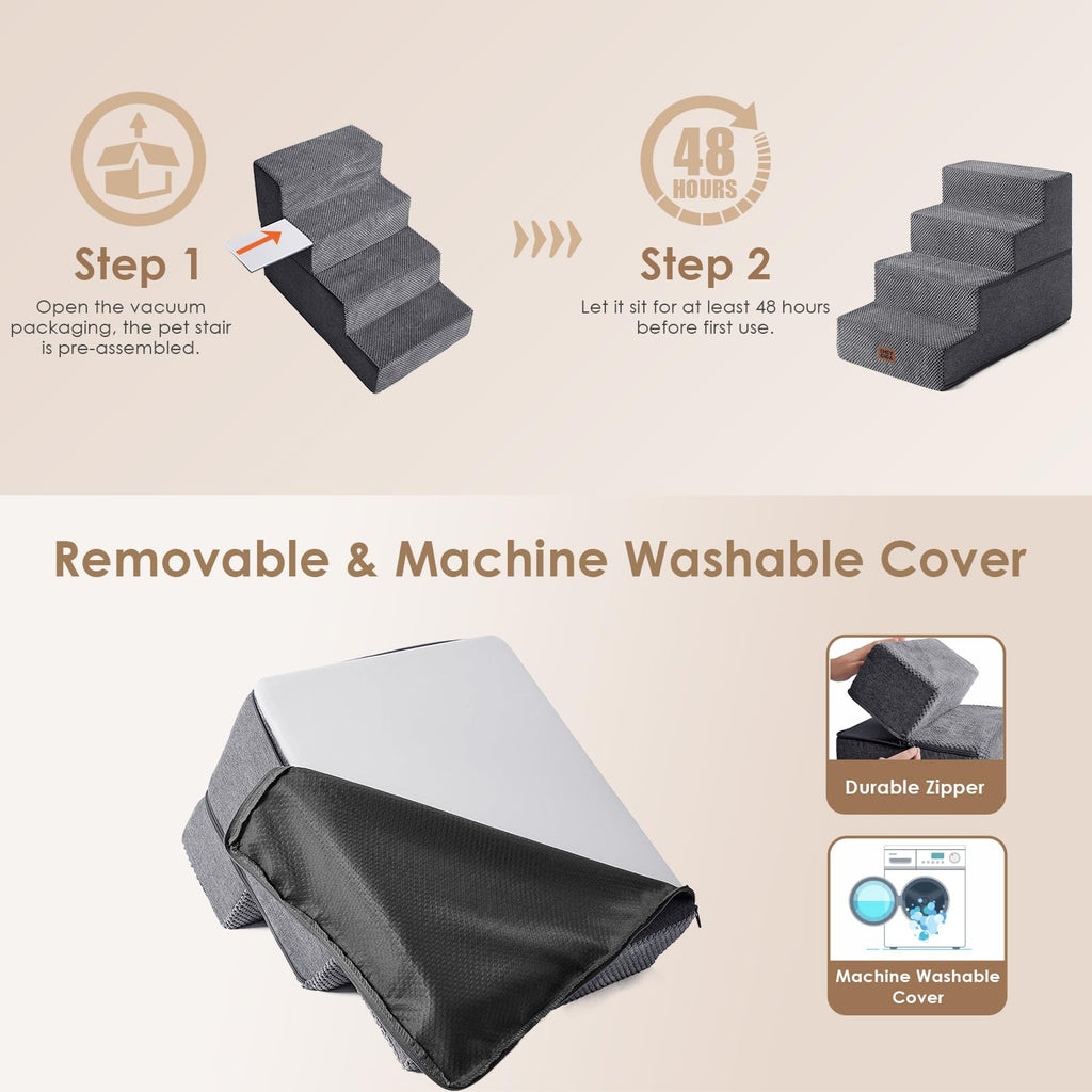 4-Step Grey Dog Stairs U450