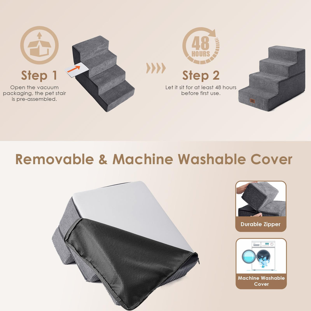 4-Step Grey Dog Stairs U450