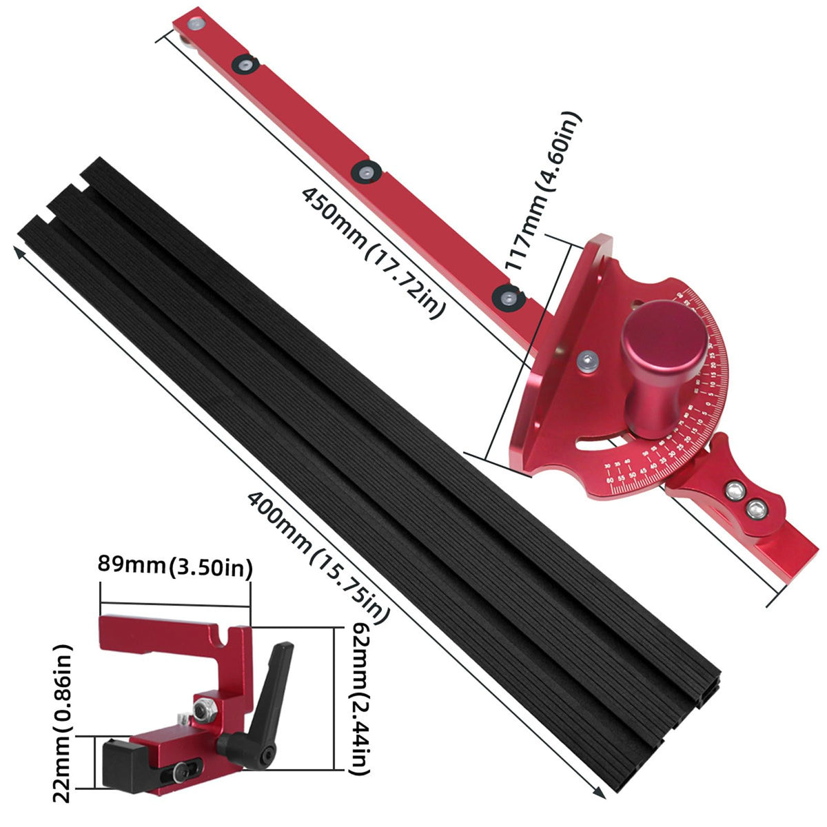 Miter Gauge with Miter Fence and 60 Degree Angled Ends T35769