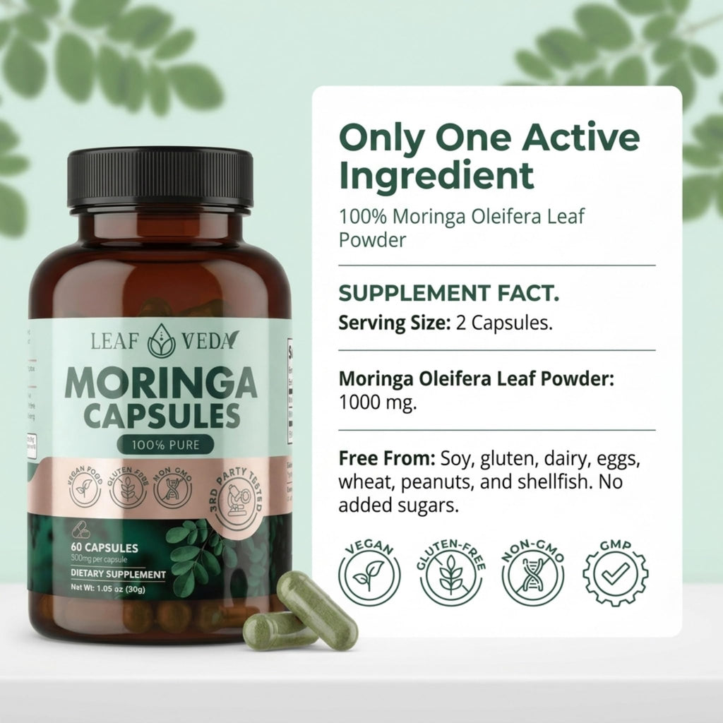 Moringa Capsules 1000mg Vegan Non-GMO 60 Count P340457