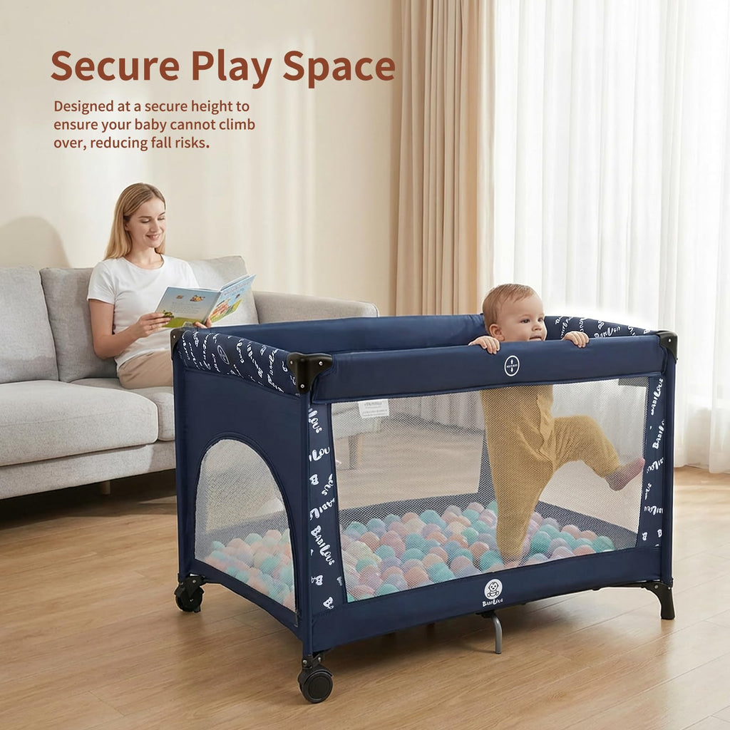 Portable Baby Bassinet with Wheels, Blue C222839
