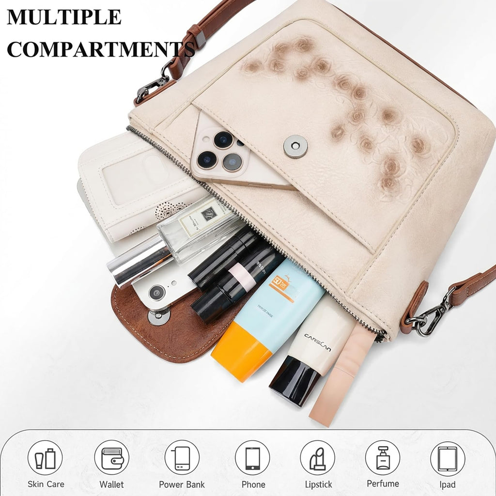 Crossbody Bags Vegan Leather Multi-Pockets Small Shoulder Bag N120