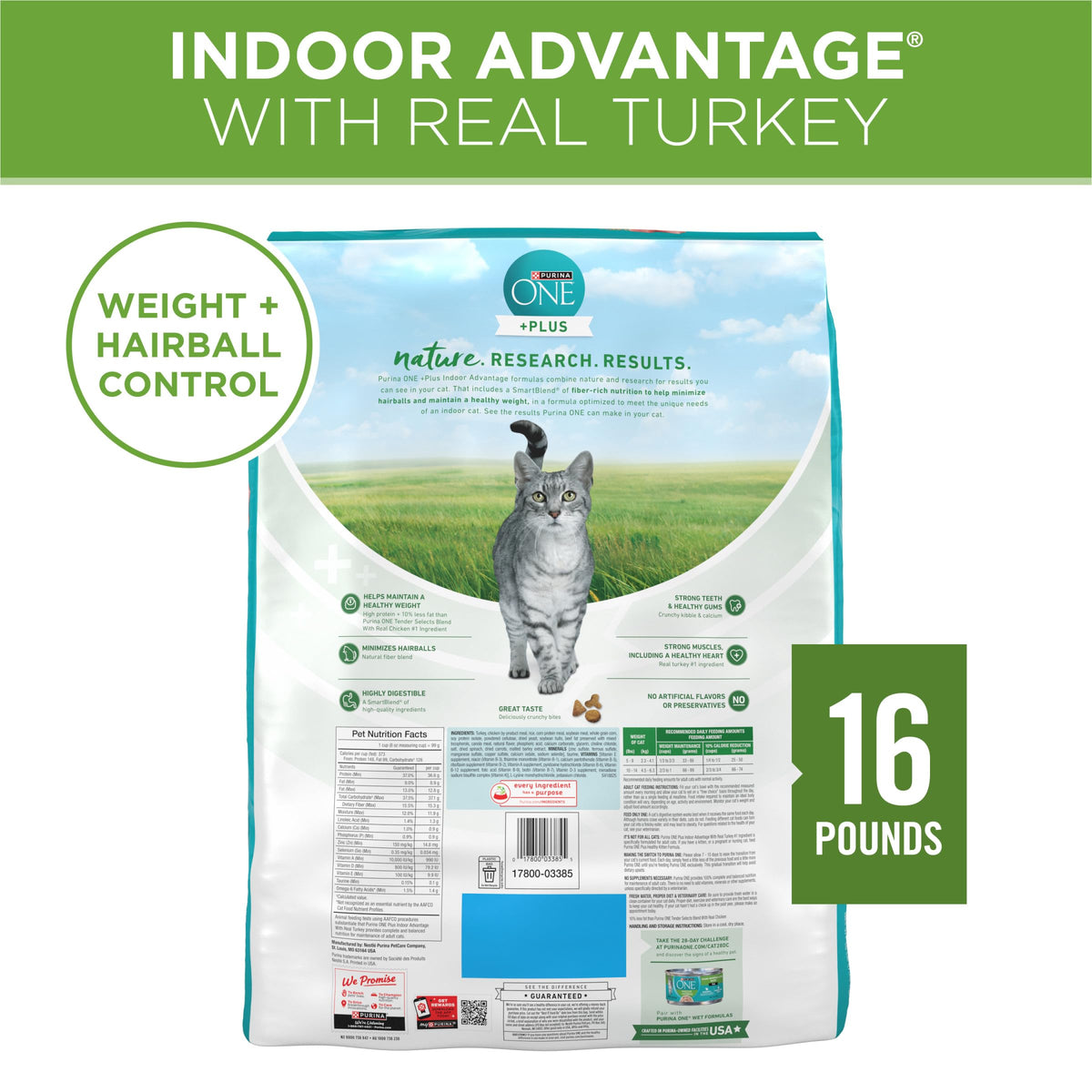 Indoor Weight Control Dry Cat Food 16 lb Bag A761840