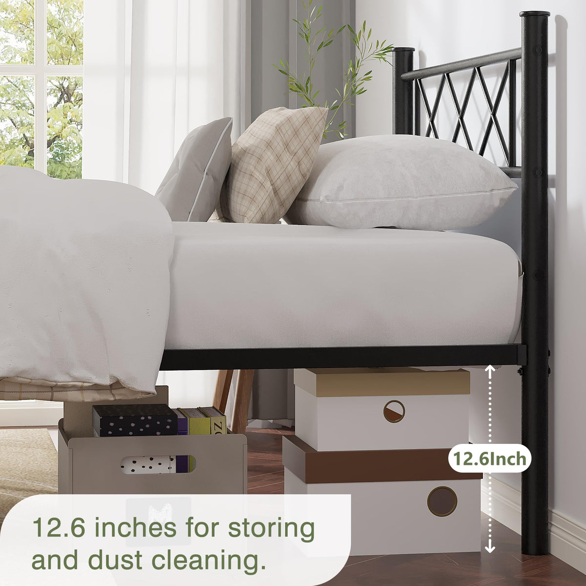 Twin Size Metal Bed Frame with Headboard A95602