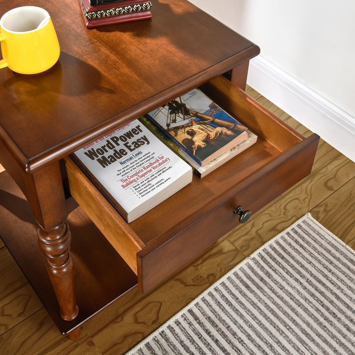 Caramel Brown Coffee Table and Two End Tables with Storage Drawer H7494
