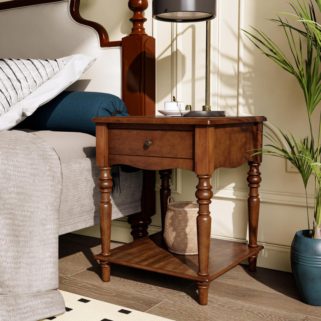 Caramel Brown Coffee Table and Two End Tables with Storage Drawer H7494