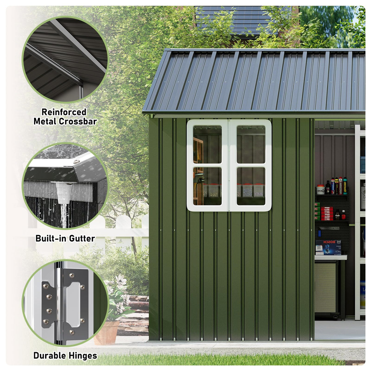 10 x 12 FT Metal Storage Shed with Lockable Door and 2 Windows L954406