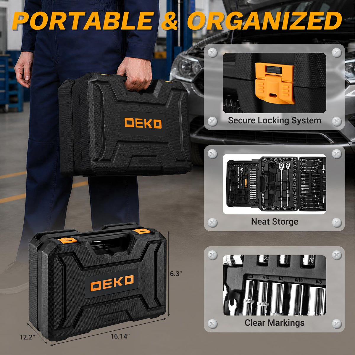 226 Pcs Mechanic Tool Set with Storage Tool Box Z8292