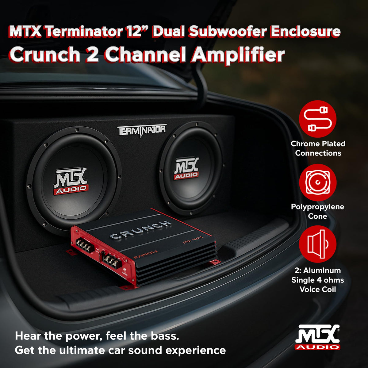 1000 Watt 2 Channel Amplifier with 12 Inch Subwoofer Enclosure R348434