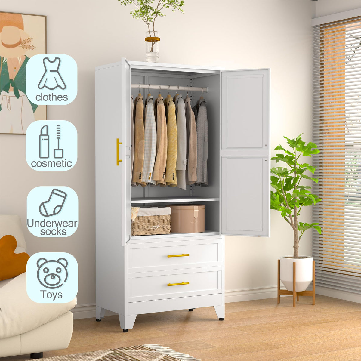Metal Armoire Wardrobe Closet J157763