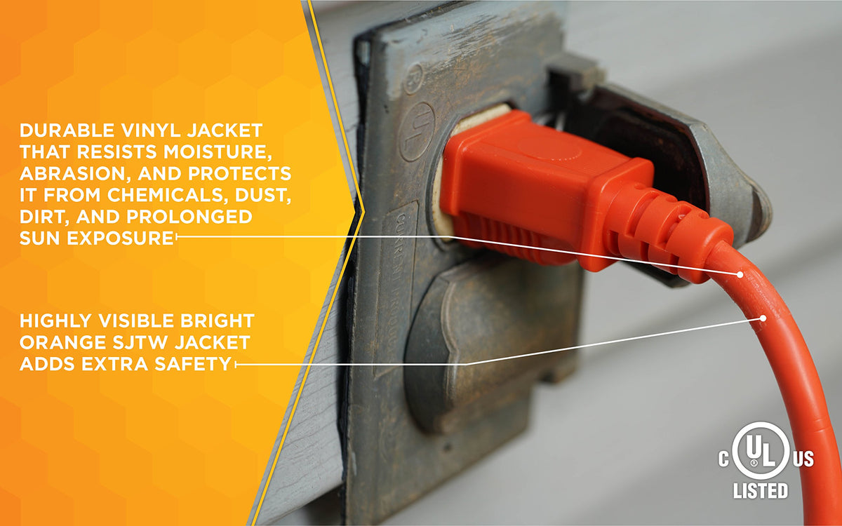 Orange 16/3 Gauge 100 Foot Extension Cord S572246