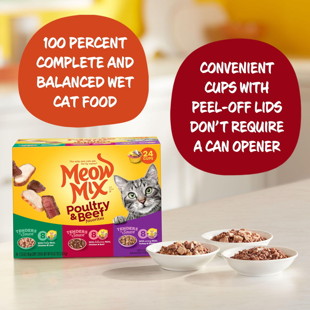 Dry Cat Food 6.3 Pound Bag + Wet Cat Food Variety Pack 2.75 Ounce Cups (Pack of 24) R205