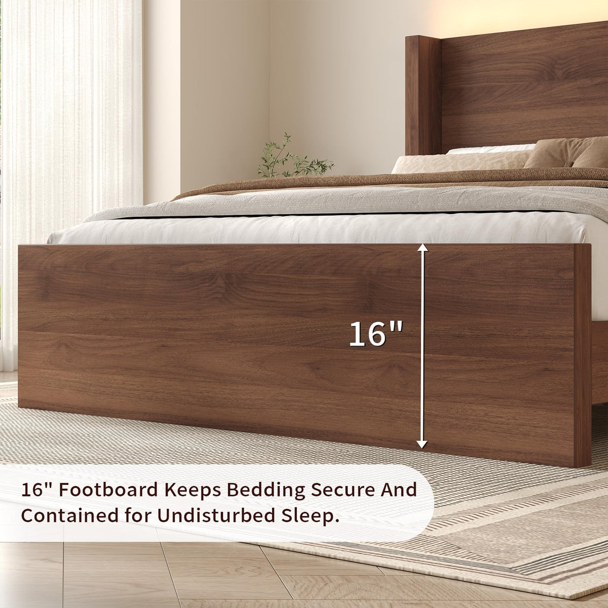 Full Size Wood Platform Bed with Headboard and Footboard M699917