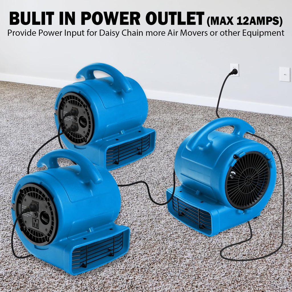 1/5hp 800cfm 3-Speed Air Mover Blower Fan with Dual Outlet G144215