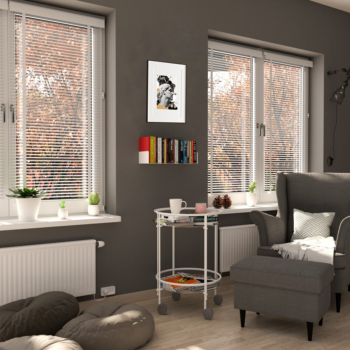 White Metal U Shape Wall Mountable Bookshelf B3218