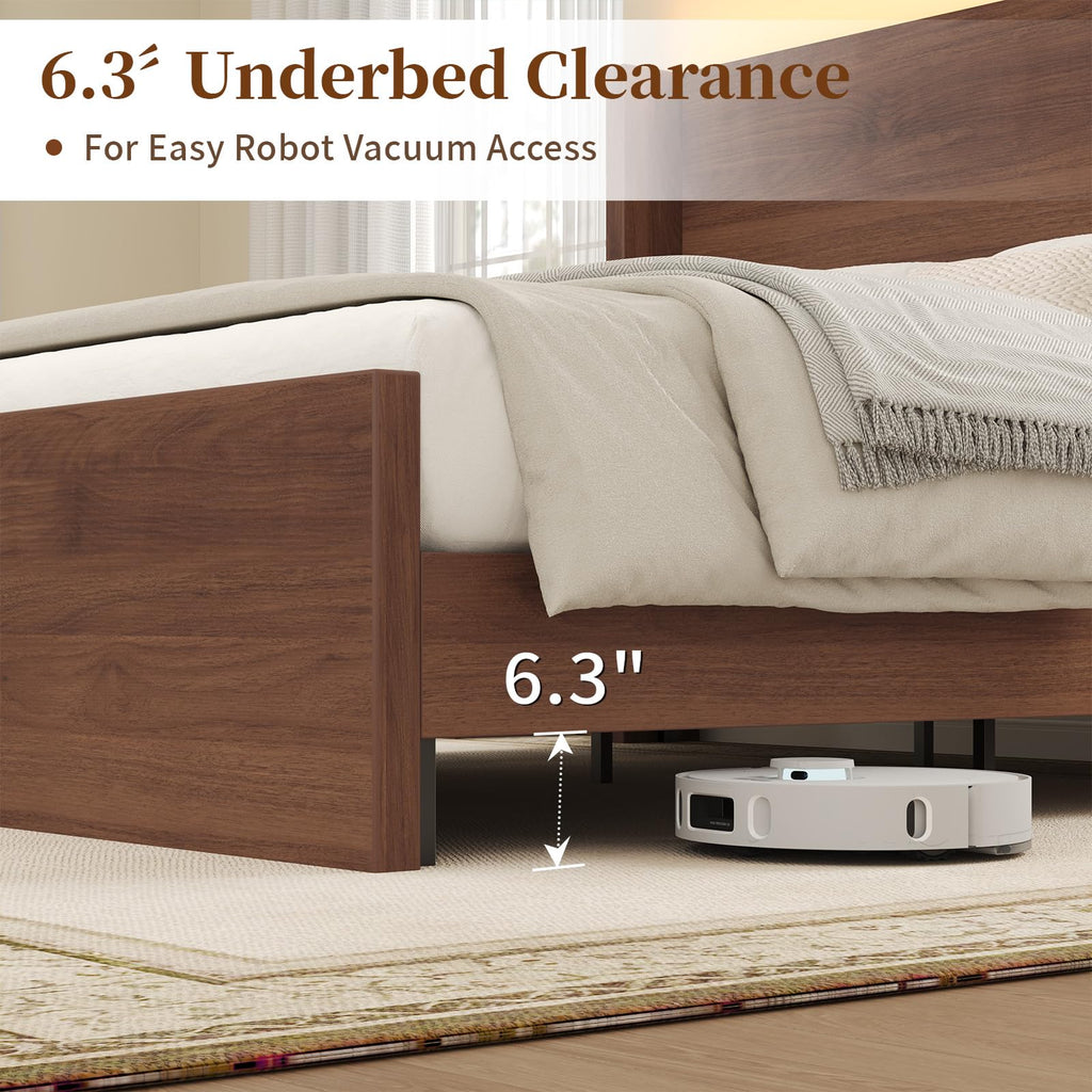 Full Size Wood Platform Bed with Headboard and Footboard M699917