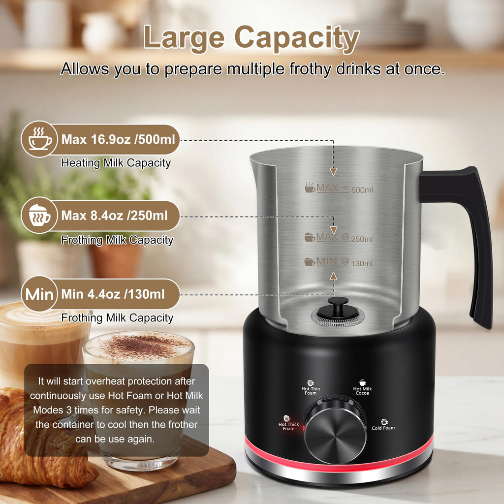 Black Electric Milk Frother and Steamer K829352