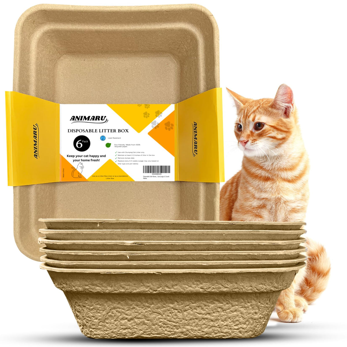 Disposable Litter Boxes Brown Large 6-Pack M3196