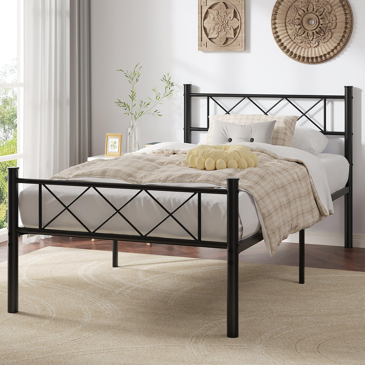 Twin Size Metal Bed Frame with Headboard A95602