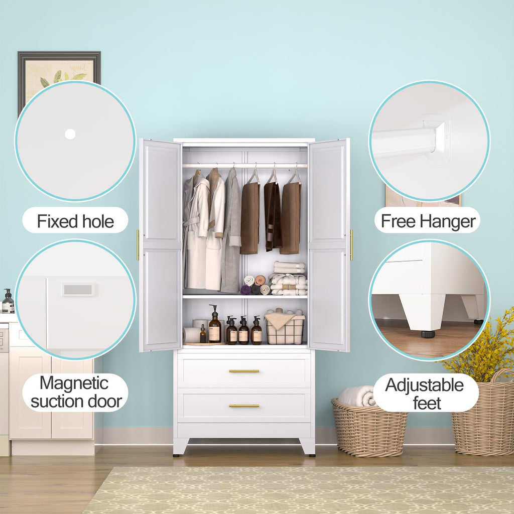 Metal Armoire Wardrobe Closet J157763