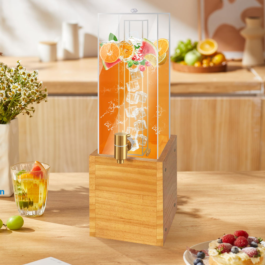 1.8 Gallon Drink Dispenser with Wood Stand S7848