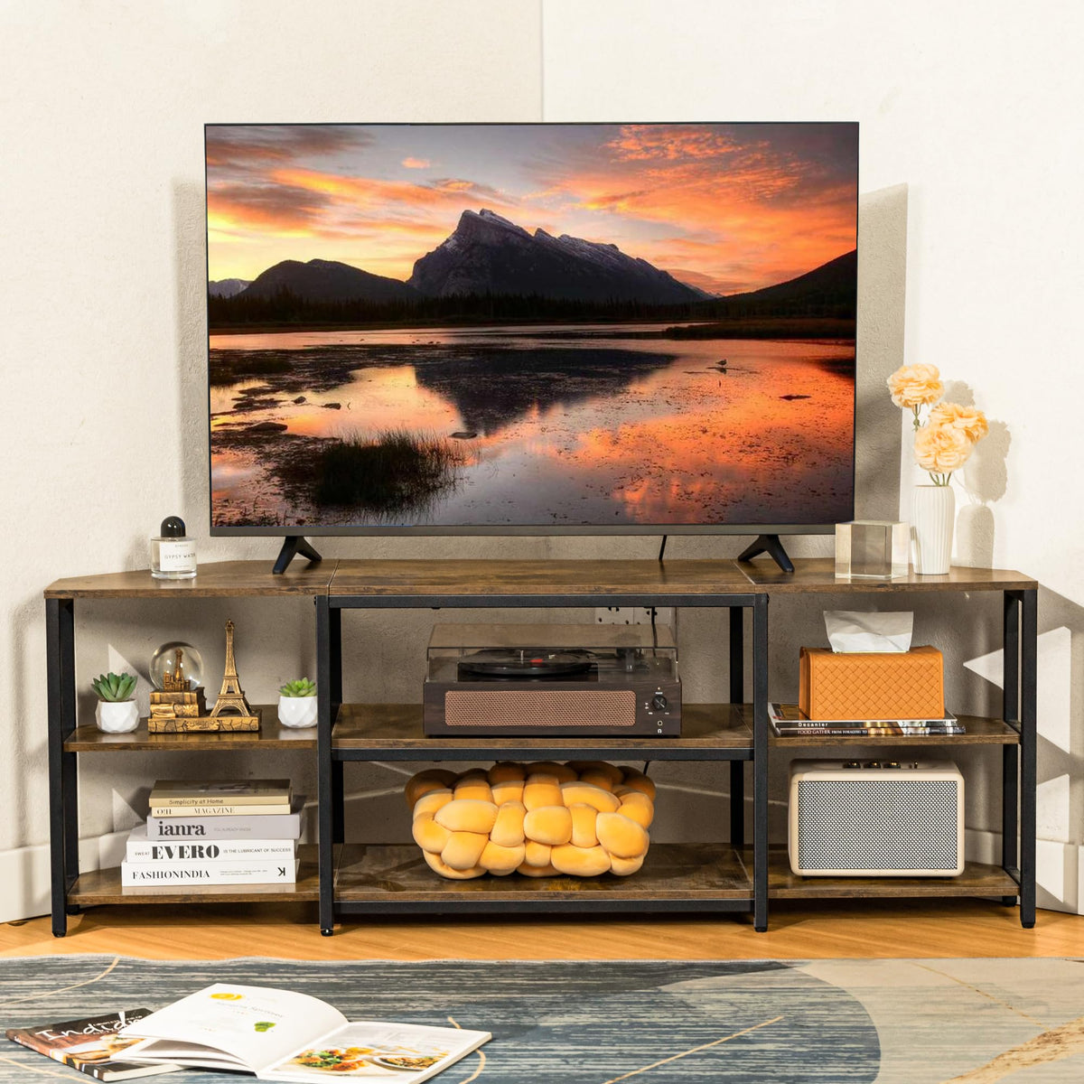 Corner TV Stand with Power Outlet S1556
