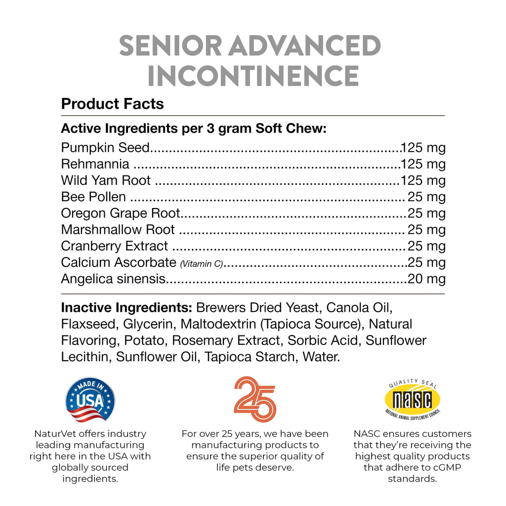 Senior Incontinence Dog Supplement 60 Ct J9842