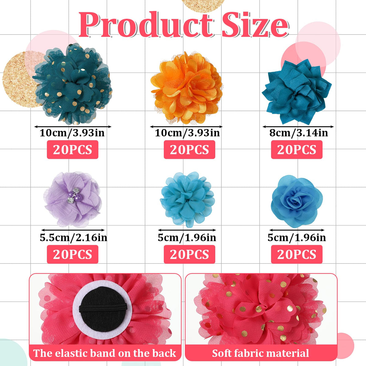 Multi Color Soft Chiffon Dog Collar Flower Bows Y640