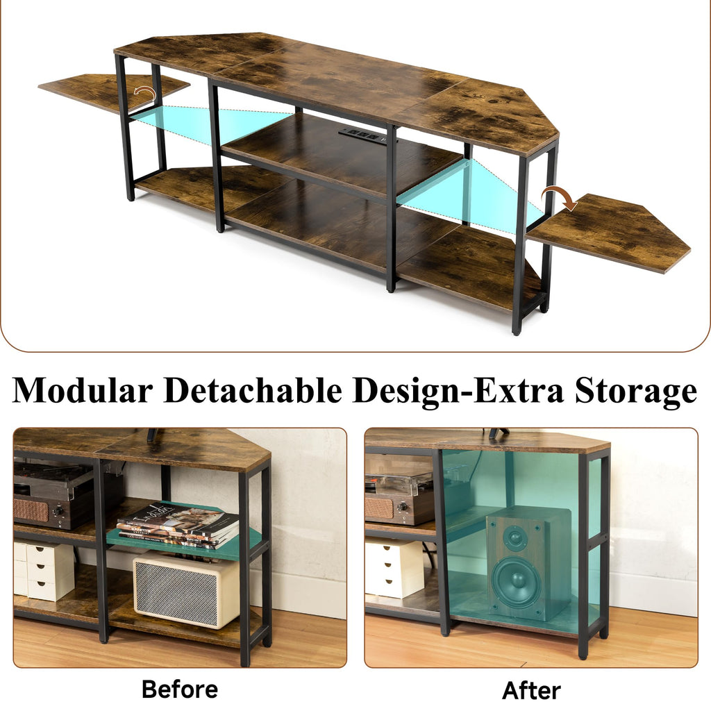 Corner TV Stand with Power Outlet S1556