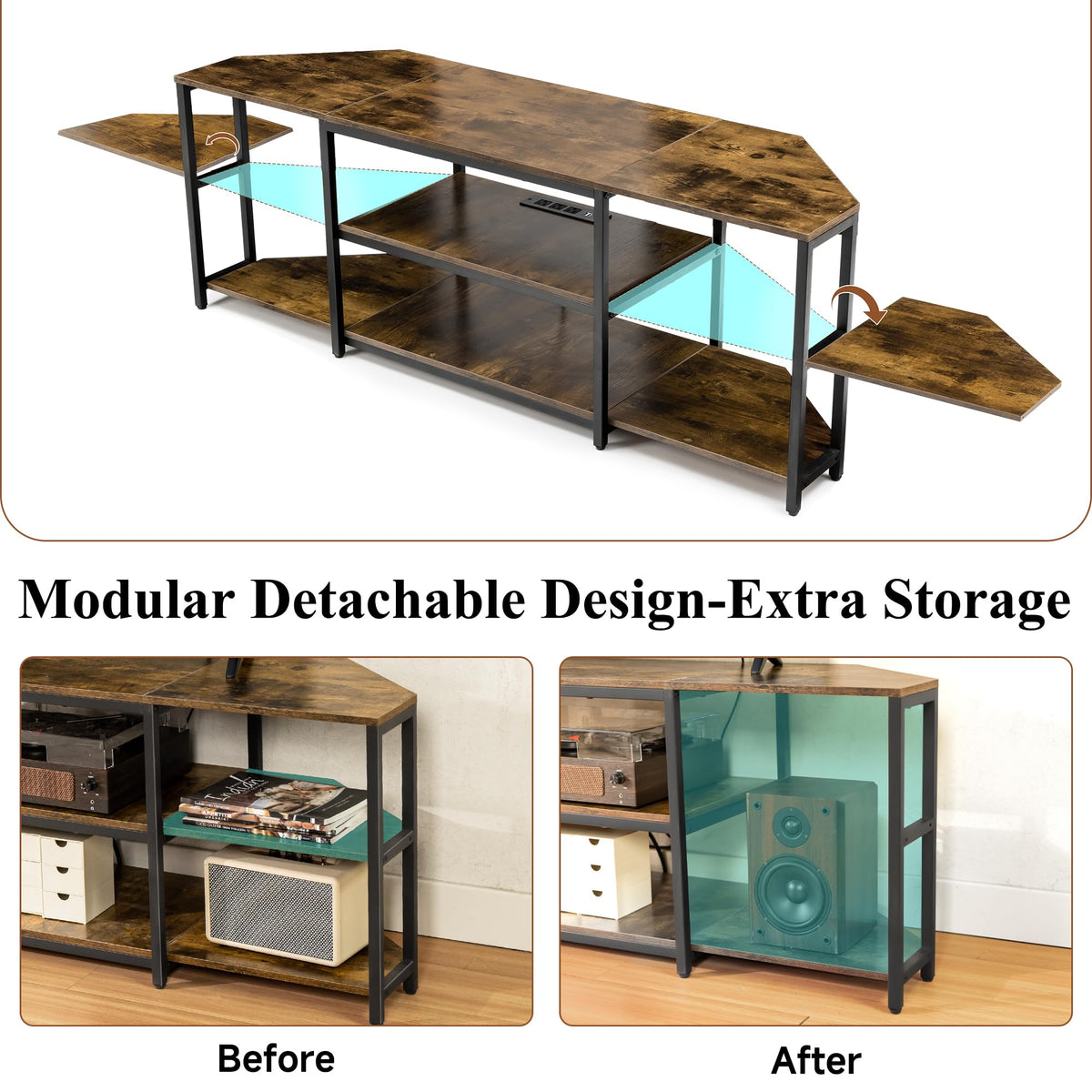 Corner TV Stand with Power Outlet S1556