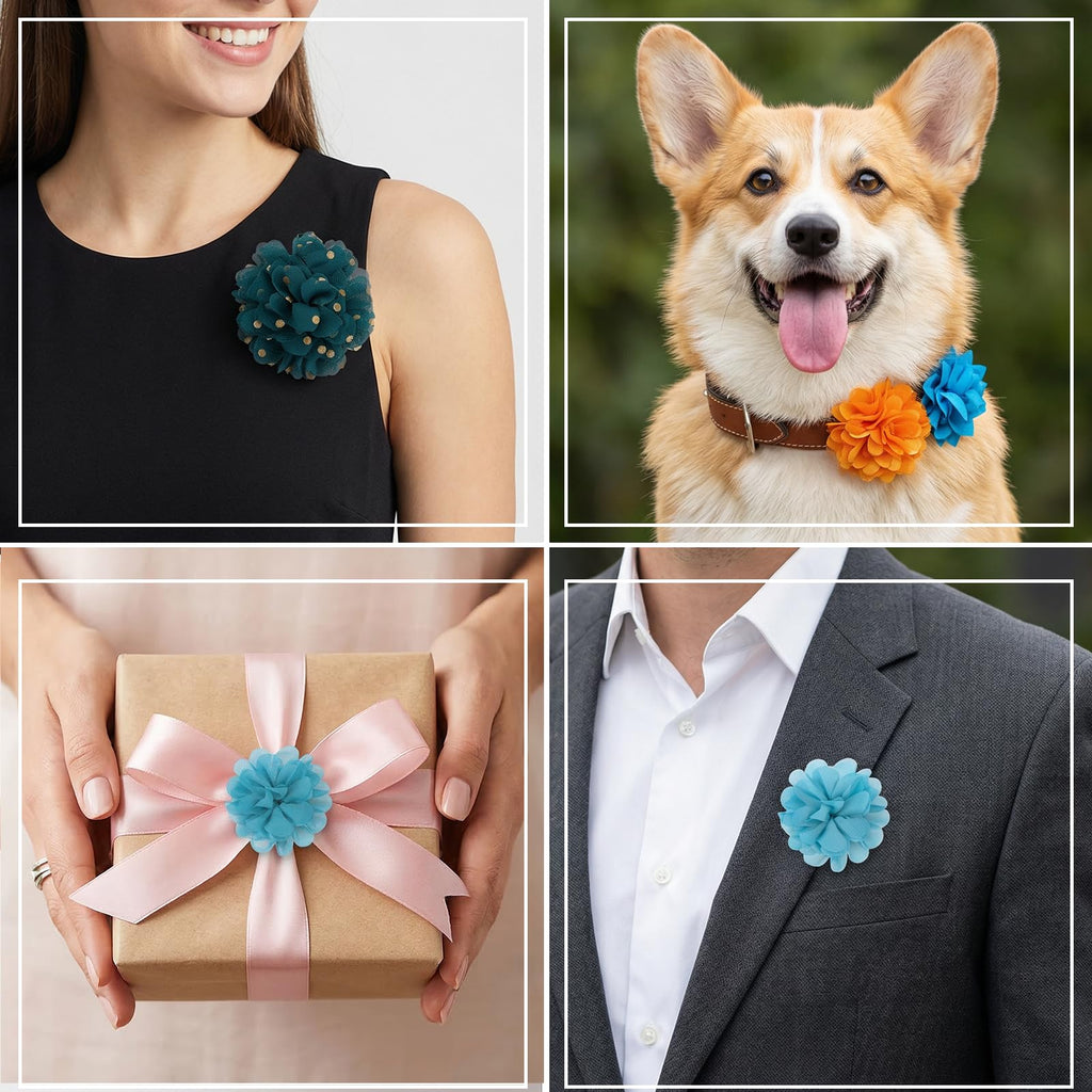 Multi Color Soft Chiffon Dog Collar Flower Bows Y640