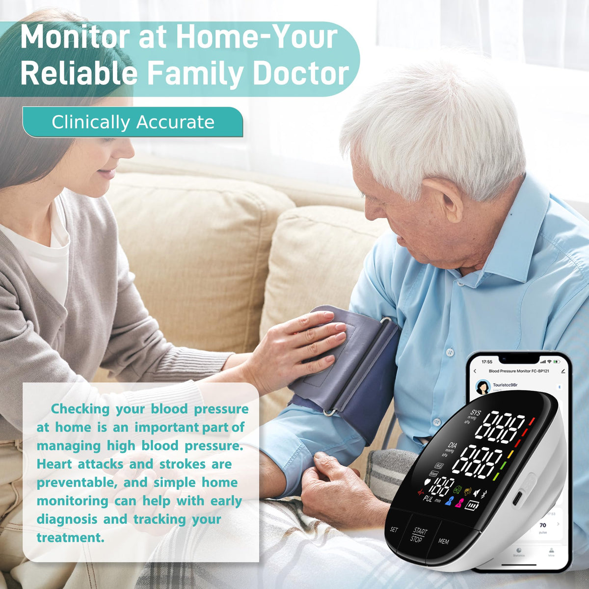 Automatic Upper Arm Blood Pressure Monitor with Large Cuff J8941