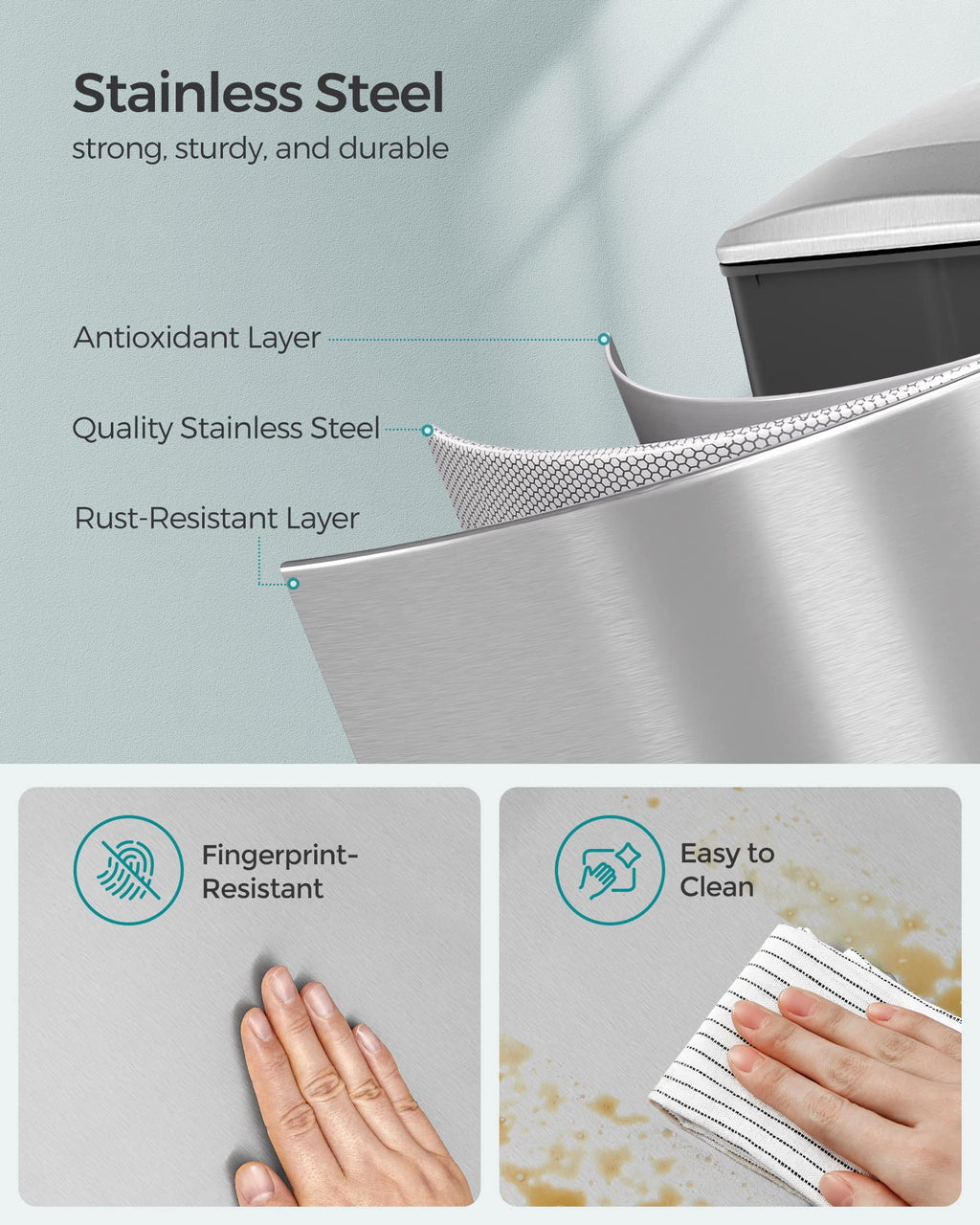 13 Gallon Stainless Steel Kitchen Trash Can with Lid K610076