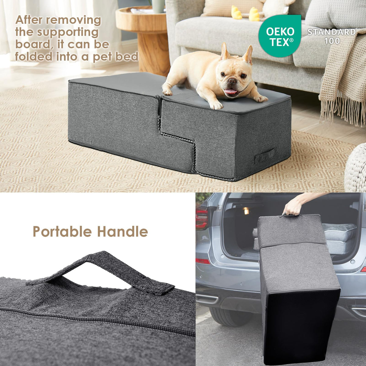 4-Step Grey Dog Stairs U450
