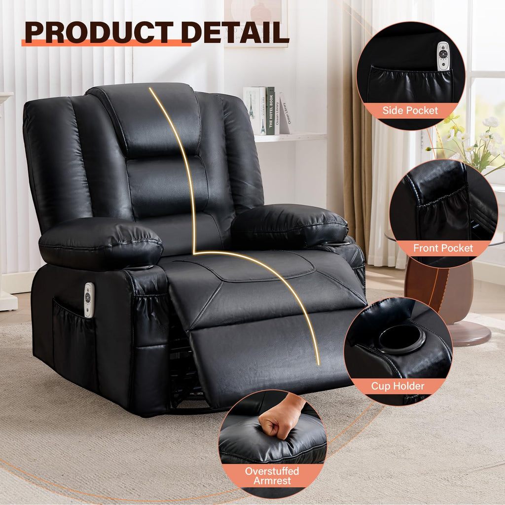 Swivel Rocker Recliner Chair with Vibration Massage and Heat Q97534