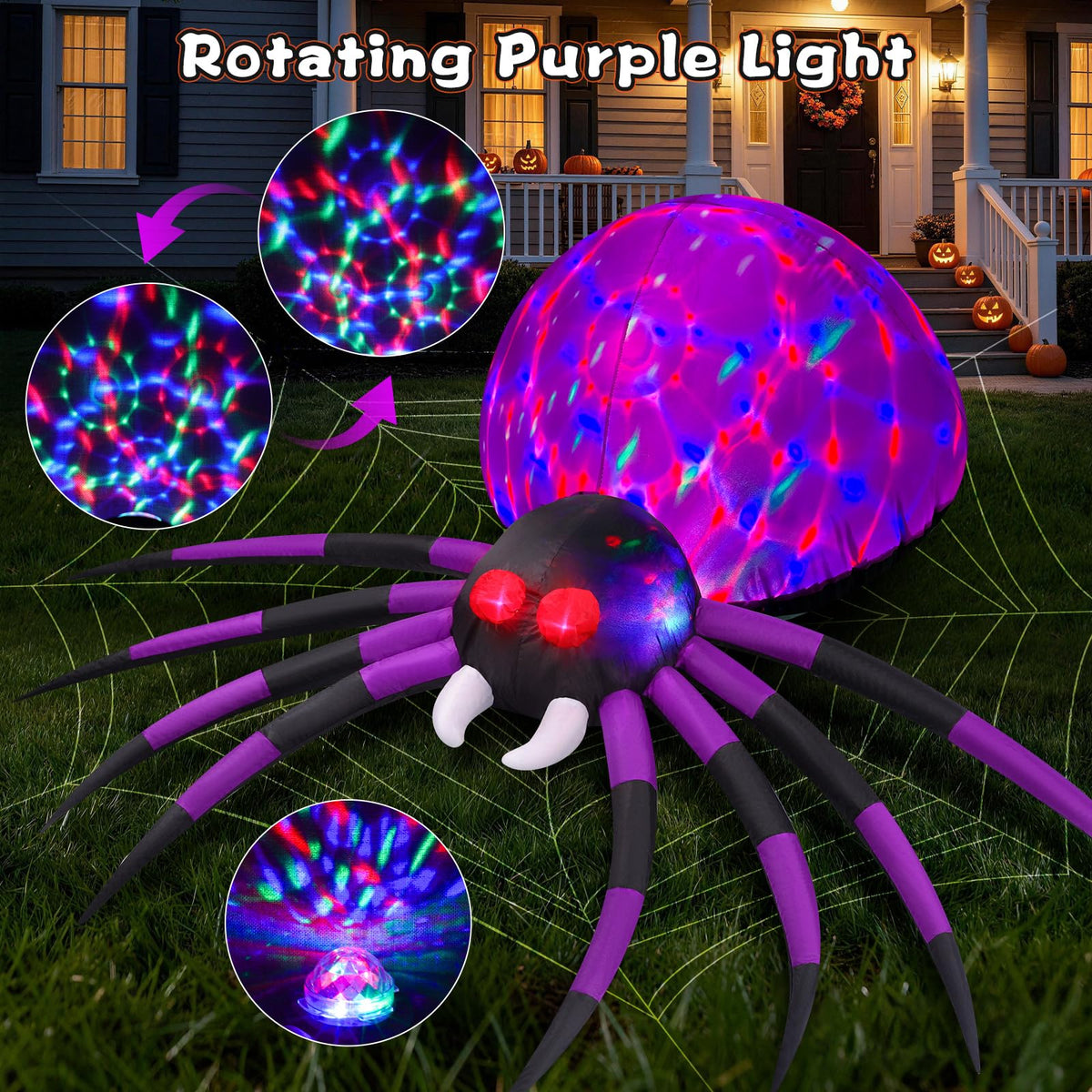 6 FT Inflatable Spider Outdoor Decoration with LED Lights E130