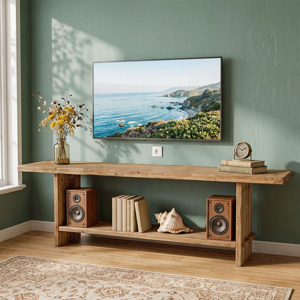 71" Solid Wood 2-Tier TV Stand X32098