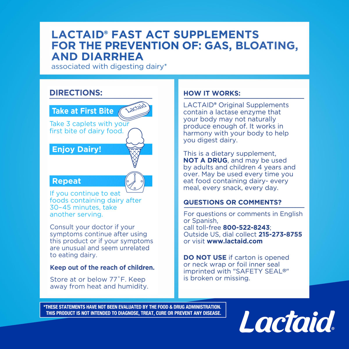 Lactose Intolerance Caplets 120 Ct Y315